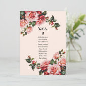 Hübsches Rosa und rote Rosen Sitzkarte Einladung (Stehend Vorderseite)