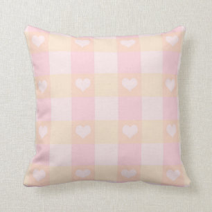 Hübsches Rosa und Sanftes Gelbes Herz Mädchen Kiss Kissen