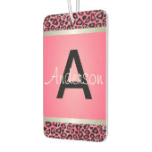 Hübsches Rosa und Schwarzer Leopard | Monogramm Autolufterfrischer (Links)