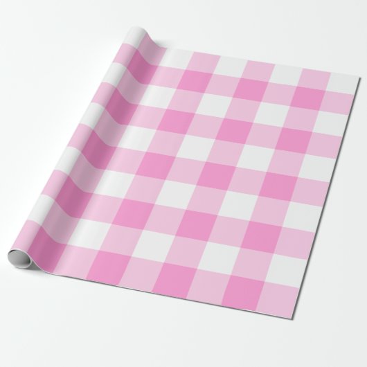 Hübsches Rosa und Weiß Gingham Big Pattern Geschenkpapier (Ungerollt)