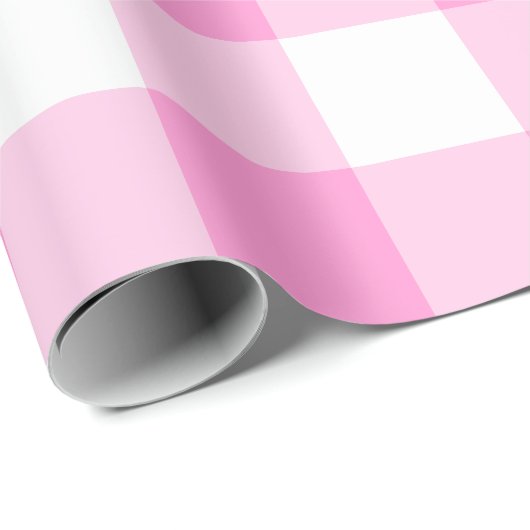 Hübsches Rosa und Weiß Gingham Big Pattern Geschenkpapier (Rolleneckpunkt)