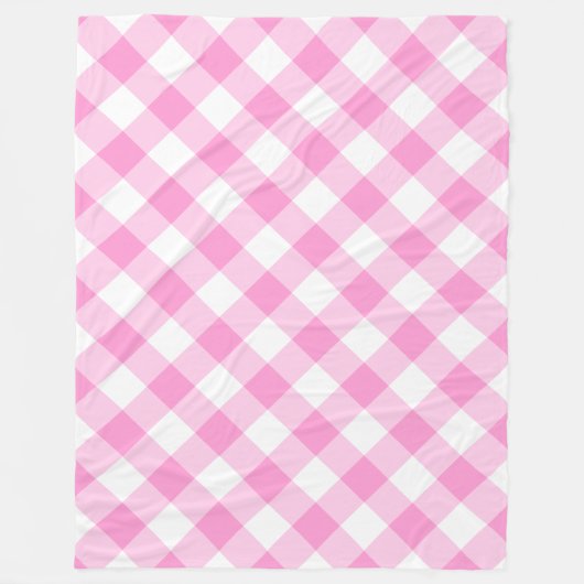 Hübsches Rosa und Weiß Gingham-Muster Fleecedecke (Vorderseite)