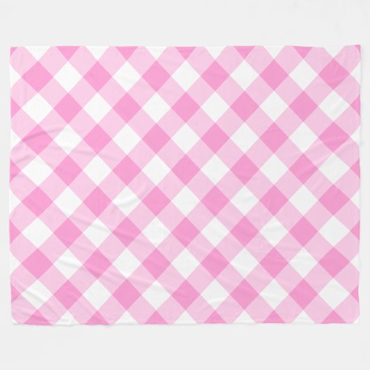 Hübsches Rosa und Weiß Gingham-Muster Fleecedecke (Vorderseite (Horizontal))