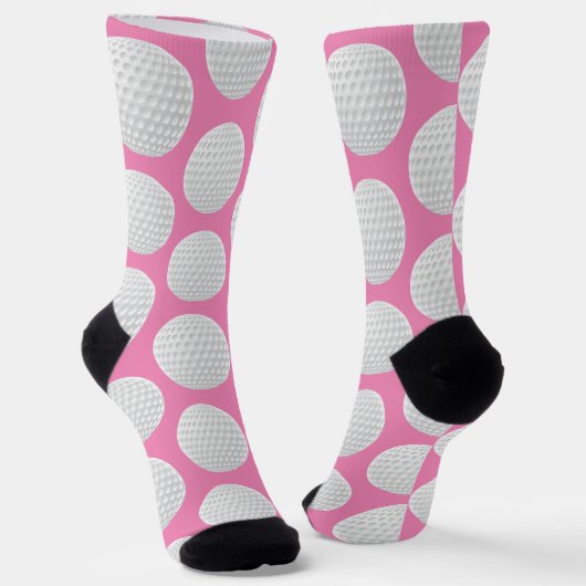 Hübsches Rosa und Weißer Golf Ball drucken Socken (Gewinkelt)