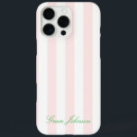 Hübsches Rosa und Weißer Streifen Paris Inspiriert iPhone 16 Pro Max Hülle<br><div class="desc">Hübsch Rosa und White Stripe Paris Inspiriert iPhone 16 Pro Max Fall. Rosa und Grün. Option,  um die Farbe des rosa Hintergrunds in eine beliebige Farbe zu ändern. Option zum Ändern von Text- und Textfarbe.</div>