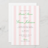 Hübsches Rosa- und Weißstreifen-Hochzeitszitz-Brau Einladung (Vorne/Hinten)
