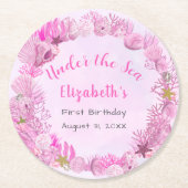 Hübsches Rosa unter dem Meeresmädchen zum Geburtst Runder Pappuntersetzer (Vorderseite)
