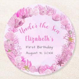 Hübsches Rosa unter dem Meeresmädchen zum Geburtst Runder Pappuntersetzer