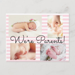 Hübsches Rosa "Wir sind Eltern" Geburtserklärung Ankündigungspostkarte