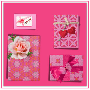 Hübsches rosa Wrapping Paper Flat Sheet Set 3 Geschenkpapier Set