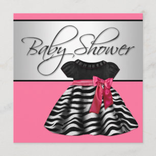 Hübsches rosa Zebrakleid Baby Shower Einladung
