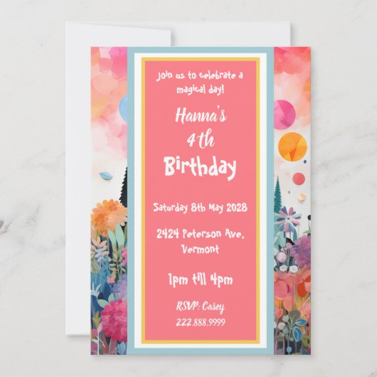 Hübsches rosafarbenes Schloss Einladung (Vorderseite)