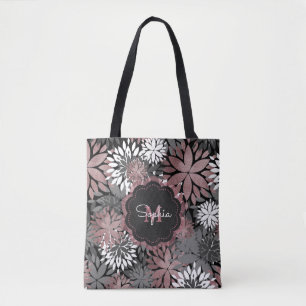 Hübsches Rosengoldblumenillustrationsmuster Tasche