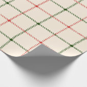 Hübsches Rot & Grün Karierter Urlaub Niedlich Fest Geschenkpapier (Ecke)