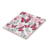 Hübsches Rot-Schwarz-Schmetterling-Kunstmuster Fliese (Seite)