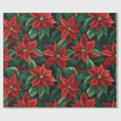 Hübsches Rot und Grün Poinsettias Digitale Kunst Geschenkpapier (Flach)