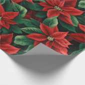 Hübsches Rot und Grün Poinsettias Digitale Kunst Geschenkpapier (Ecke)