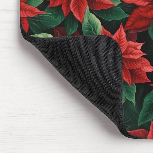Hübsches Rot und Grün Poinsettias Digitale Kunst Mousepad (Ecke)