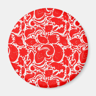 Hübsches rot-weißes Paisleymuster Magnet