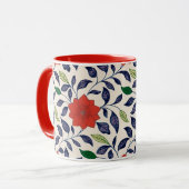 Hübsches rotes Blumenmuster Tasse (Vorderseite Links)