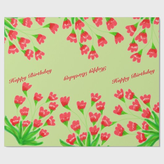 Hübsches rotes Flower-Tissue-Papier Geschenkpapier (Flach)