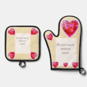 Hübsches Rotes Herz-Foto Ofenhandschuh & Topflappen-Set (Vorderseite)