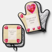 Hübsches Rotes Herz-Foto Ofenhandschuh & Topflappen-Set (Vorderseite/Rückseite)