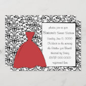Hübsches Rotes Kleid Einladung (Vorne/Hinten)