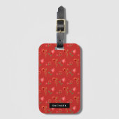 Hübsches rotes Muster Personalisiert Gepäckanhänger (Vorderseite Vertikal)