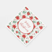 Hübsches rotes Poinsettias Wasserfarben-Muster Serviette (Ecke)