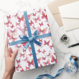 Hübsches rotes Schmetterlingsmuster Geschenkpapier