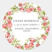 Hübsches RotGranatapfel | Rücksendeadresse Runder Aufkleber (Vorderseite)