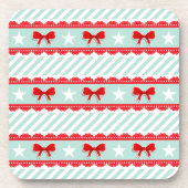 Hübsches Rotmilch-Weißgestreifen Weihnachtsmuster Untersetzer (Vorderseite)