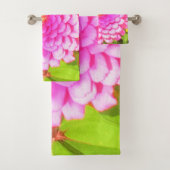 Hübsches Round Pink Zinnia im Sommergarten Badhandtuch Set (Insitu)