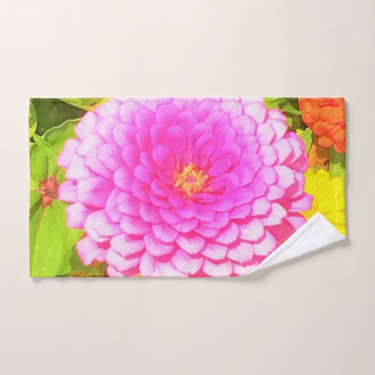 Hübsches Round Pink Zinnia im Sommergarten Badhandtuch Set (Handtuch)