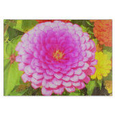 Hübsches Round Pink Zinnia im Sommergarten Schneidebrett (Vorderseite)