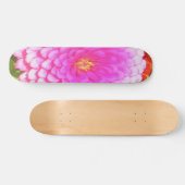 Hübsches Round Pink Zinnia im Sommergarten Skateboard (Horizontal)