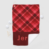 Hübsches Ruby Red Kariert Monogram Golfhandtuch (Insitu)