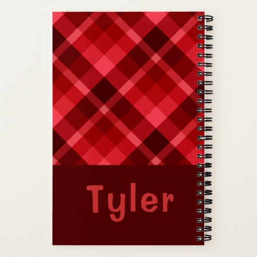 Hübsches Ruby Red Kariert Monogram Spiral Notebook Notizblock (Rückseite)