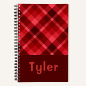 Hübsches Ruby Red Kariert Monogram Spiral Notebook Notizblock (Vorderseite)