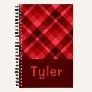Hübsches Ruby Red Kariert Monogram Spiral Notebook Notizblock