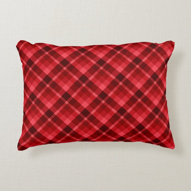 Hübsches Ruby Red Kariert Pattern Accent Pillow Dekokissen (Vorderseite)
