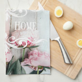 Hübsches rustikales Holz Rosa Blau Farbe Blüte Geschirrtuch (Viertel Falte)