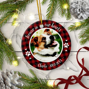 Hübsches rustikales Hunde-Gedenkfoto für Haustiere Keramik Ornament