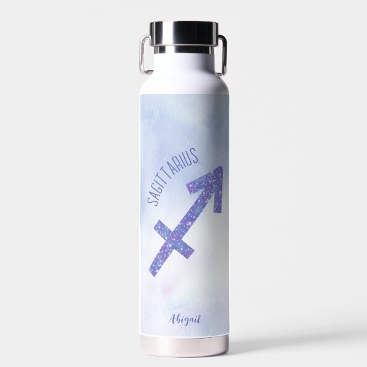 Hübsches Sagittarius Unterschrift Custom Lila Astr Trinkflasche (Vorne)