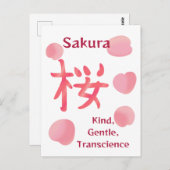 Hübsches Sakura-Kanji mit Hanakotoba Postkarte (Vorne/Hinten)