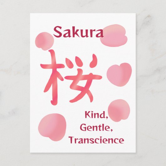 Hübsches Sakura-Kanji mit Hanakotoba Postkarte (Vorderseite)