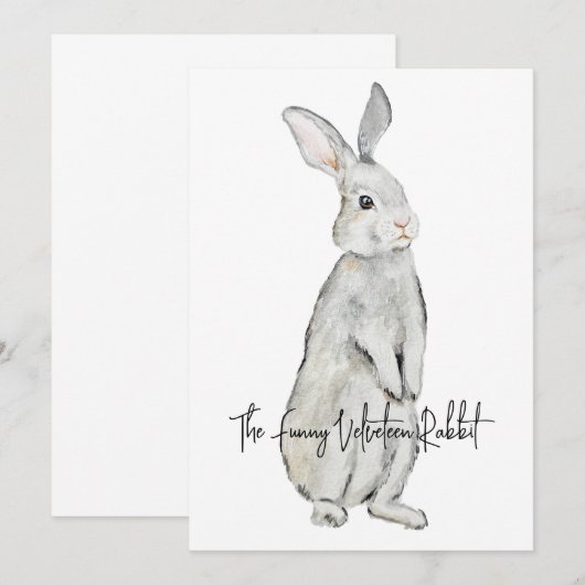 Hübsches Samtkaninchen Einladung (Vorne/Hinten)