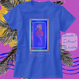 Hübsches Sanibel Island Florida Farbiges Seepferd T-Shirt