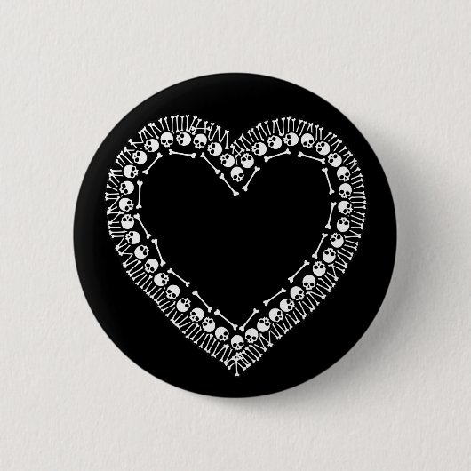 Hübsches Schädelherz Button (Vorderseite)